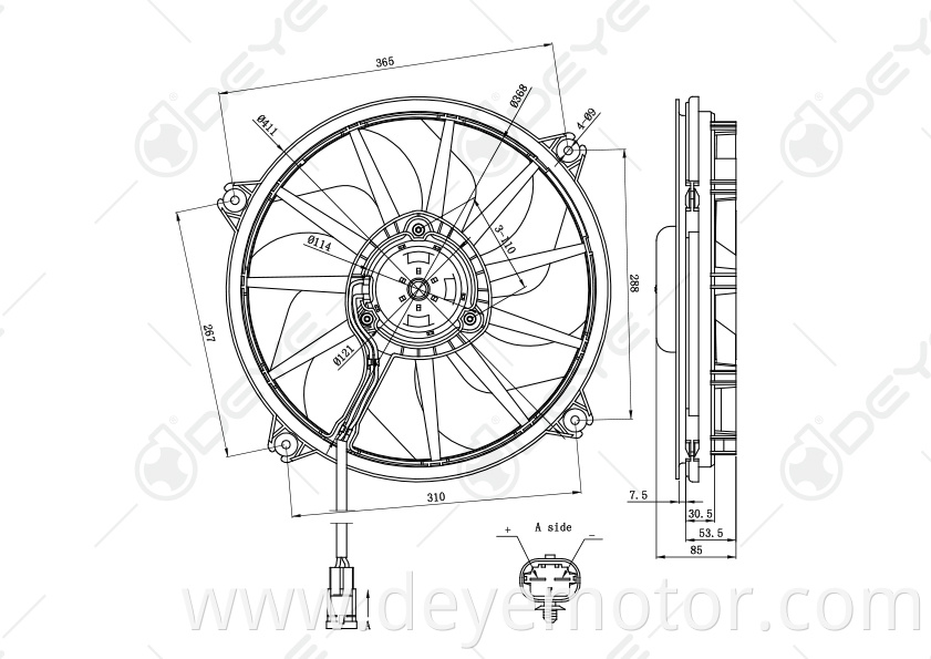 1253.Q8 electric radiator cooling fan for PEUGEOT 807 EXPERT FEAT ULYSSE CITROEN C5